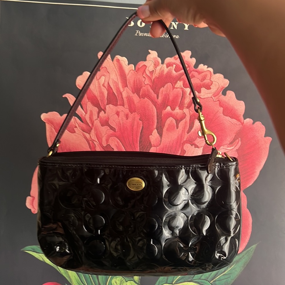 Black Patent Leather Coach wristlet